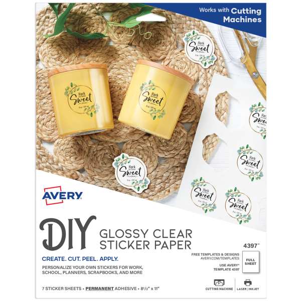 Avery Sticker Paper, Glossy Clear, Permanent